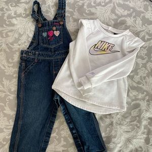 Osh Kosh Bgosh Overall and Nike Sweatshirt 24 Months